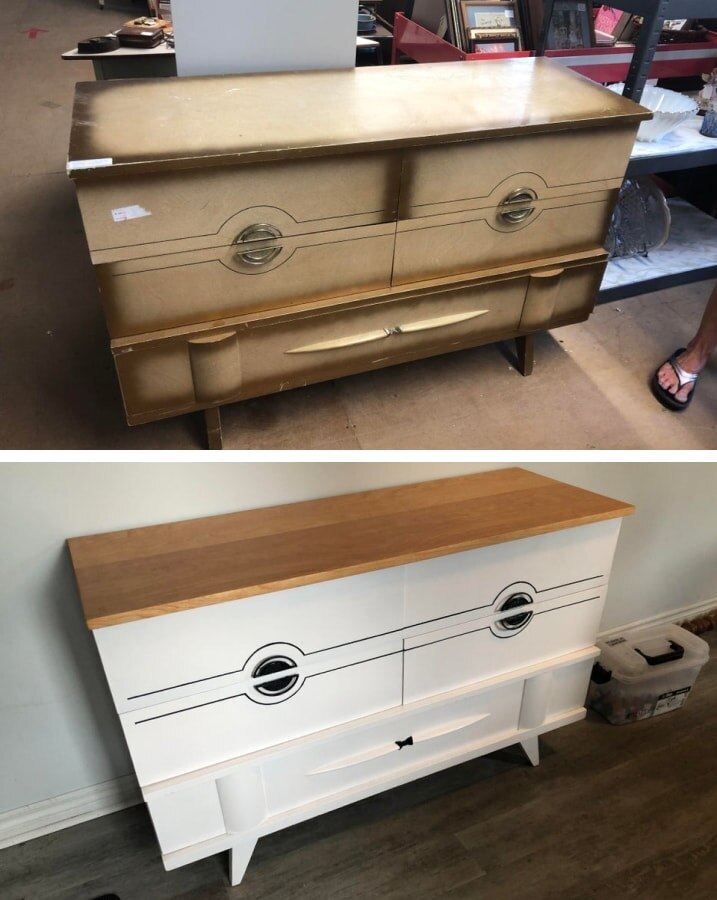 Теперь этот комод украшает нашу спальню