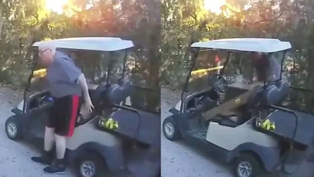 Небольшая ошибка  и гольф-кар отправился в самостоятельную поездку