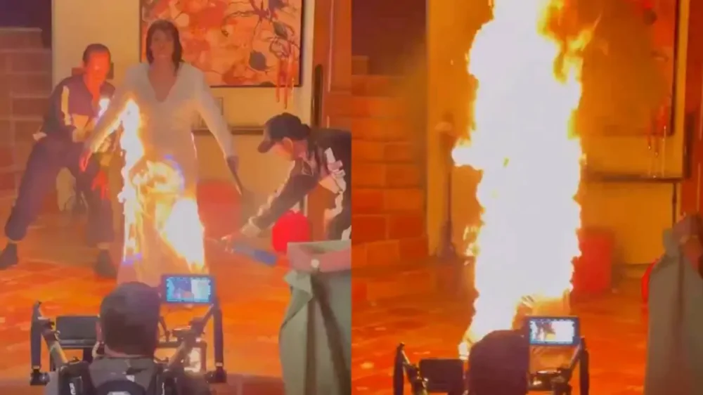 71-летняя каскадёрша загорелась на съёмках   и установила рекорд