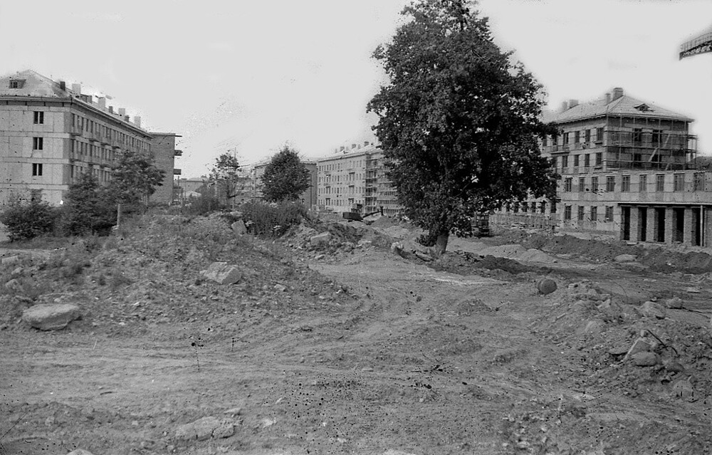 Вид на строящийся Ленинский проспект с улицы Житомирская. 1960–1961 годы.
