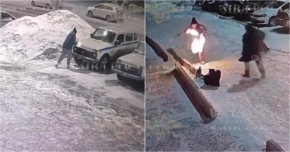 В Новокузнецке женщина пыталась сжечь полицейскую машину