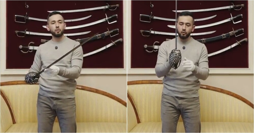 Коллекционер показал редкий антикварный меч «Скиавона»