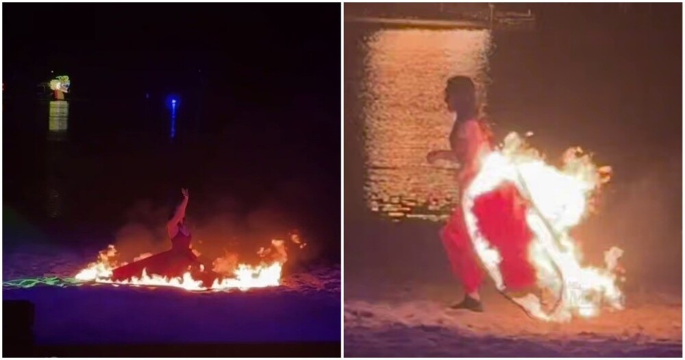 В Китае танцовщица получила ожоги во время шоу