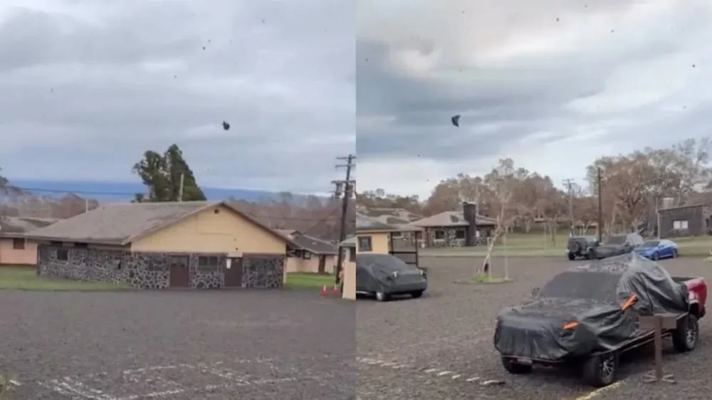 На Гавайях вулкан Килауэа выбросил «дождь» из камней