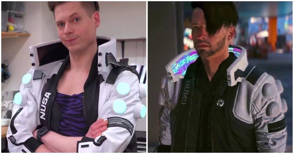 Парень сделал куртку с экранами из игры Cyberpunk 2077