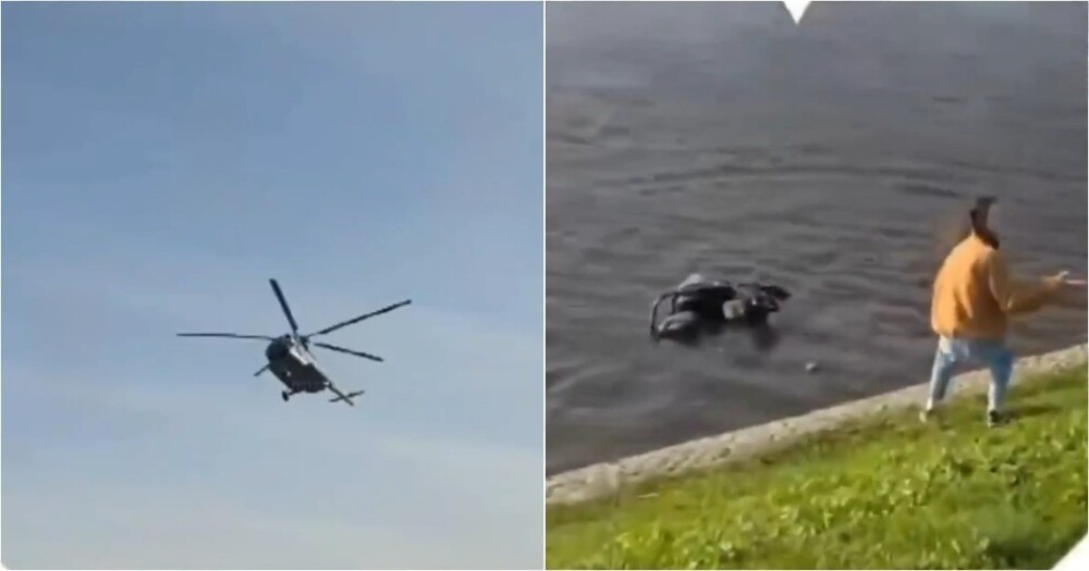 На территории Петропавловской крепости вертолёт во время посадки сдул детскую коляску
