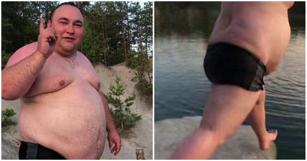 Неудачный прыжок в воду