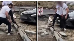 В&nbsp;Крыму мужчины сломали бордюр, чтобы объехать пробку
