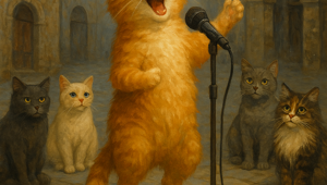 Поёт рыжий кот