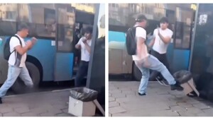 Странный ход мужчины во время уличной драки