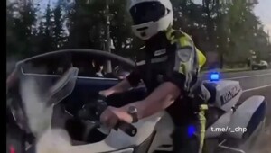 Кадры жесткой остановки питерским мотобатом "Ну зачем так-то?! Я сам бывший гаишник"