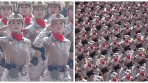Китайские девушки на военном параде в Пекине