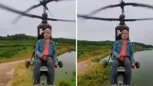 В Китае во время стрима разбился мужчина на самодельном винтовом аэроплане
