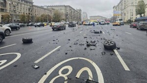ДТП в Москве "Момент столкновения четырех машин на Кутузовском проспекте"