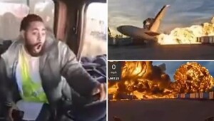 В США водитель грузовика запечатлел  момент крушения самолёта