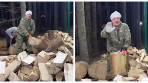 Лукашенко показал мастер-класс по колке дров на чемпионате в Беларуси