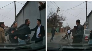 В Краснодаре мужчина в костюме постоял один против группы нападающих