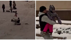 Мужчина на "ватрушке" чуть не травмировал маленькую девочку