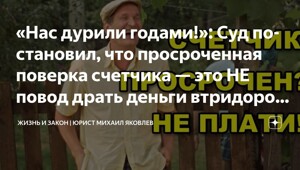 Есть в коммунальном аду отдельный котел — для тех, кто забывает вовремя делать поверку счетчиков. Коммунальщики этот котел обожают. Они греют на нем руки, ноги и свои годовые отчеты о прибыли