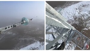 Дагестанский электрик показал условия своей работы на высоте