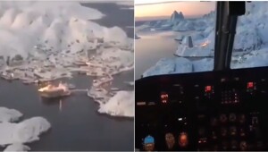 Как выглядит посадка самолёта в Гренландии