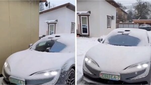 Белорусы протестировали функцию отряхивания снега на китайской иномарке