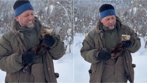 Мужчина поймал молодого соболя на пасеке