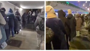 Впечатляющая очередь на автобус в Москве