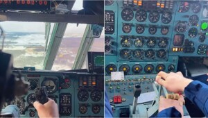 Посадка Ил-76 на Сахалине: видео из кабины пилота