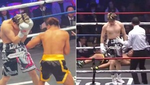 Японский боксер пропустил около 40 ударов, а затем одним хуком нокаутировал соперника