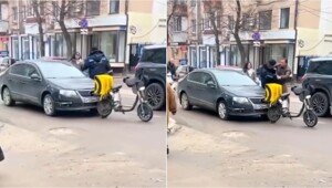 В Воронеже курьер на мопеде ударил автоледи