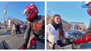 Конфликт мотоциклиста и пешехода в Москве