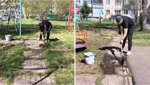 Парень преображает двор своими руками