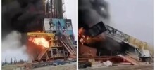 На Ямале из-за пожара  на нефтегазовом месторождении обрушилась вышка