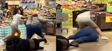 Группа девушек устроила драку в продуктовом магазине
