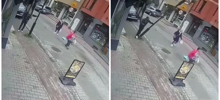 Падение фонаря на жительницу Польши попало на видео