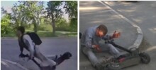 В Екатеринбурге пьяный в стельку самокатчик не справился с управлением и поцеловал бордюр