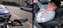 Байкер забрал ключи у пьяной женщины за рулем, едва не сбившей его