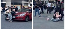 Автомобиль наехал на протестующую