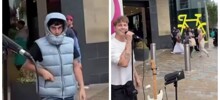 В Англии уличный артист подвергся нападению