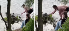 Неадекватный мужчина разоряет гнездо лысух