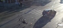 Очень интересный манёвр велосипедиста