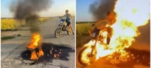 "Призрачный гонщик" в исполнении школьника на питбайке
