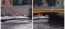 В Питере девушка не заметила мост и чуть не осталась без головы во время прогулки по реке