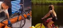 На видео сняли, как сделать катамаран из велосипеда своими руками
