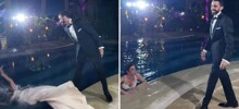 Жених намеренно уронил невесту в бассейн