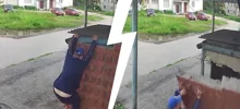 Стена  подъезда упала на подростка, когда тот попытался залезть на неё