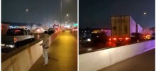 Мощный замес на трассе