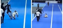 Робот-гуманоид сбил человека с ног во время забега