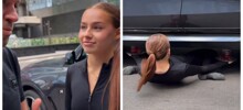 В Москве девушка поспорила с мужчиной на 50 тысяч рублей, что сможет проползти под машиной